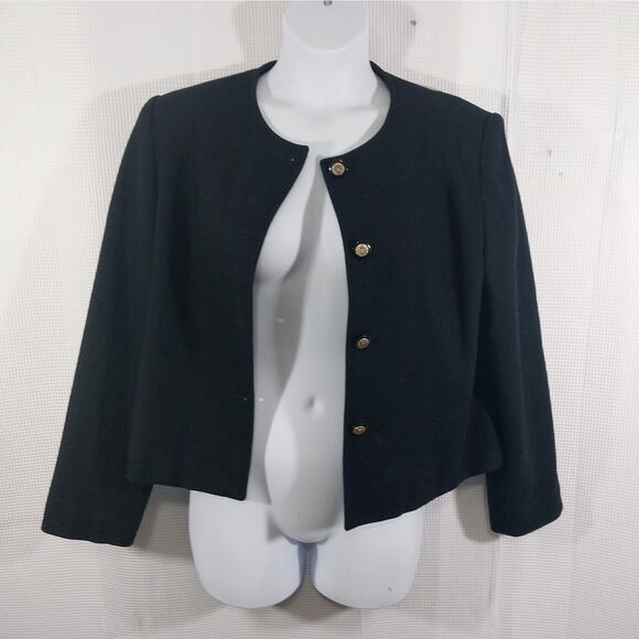 WORTHINGTON! STUNNING BLACK 100% FINE WOOL BOXY CLASSIC JACKET, BLAZER! SZ 18 - Picture 3 of 10